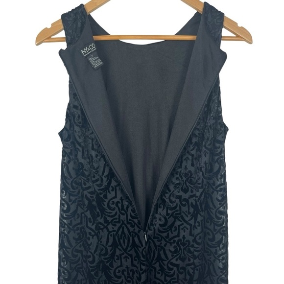 New York & Co. Burnout Velvet Black Sleeveless Whimsigoth Dress Size 12 - Picture 7 of 11